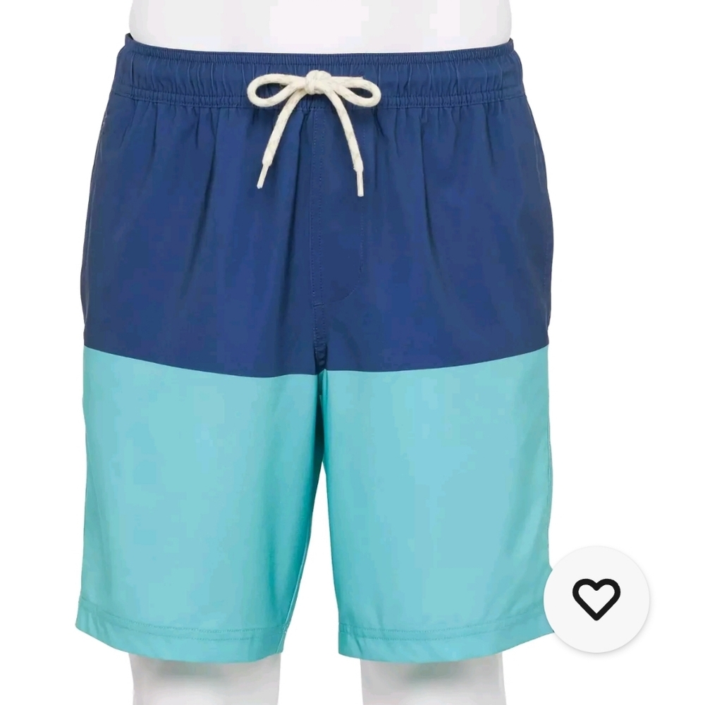 Trinity Coast Mens Swim Trunks Big 'n Tall Blue & Aqua Colorblock XXL - NWT